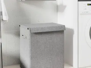 Foldbar vasketøjskurv 51x34,5x59 cm kunstigt linned grå