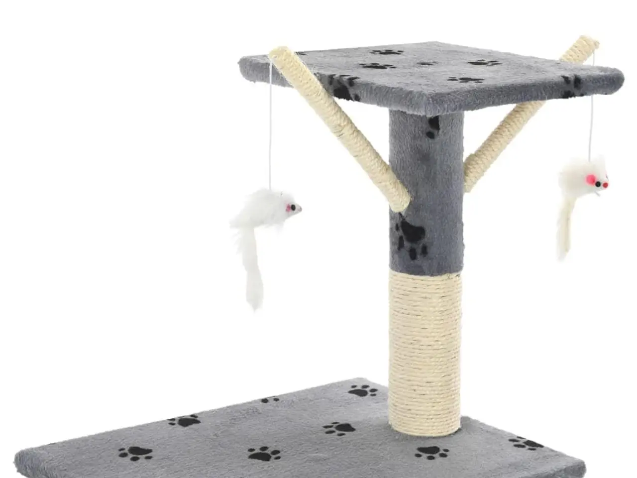 Billede 6 - Kradsetræ til katte 138 cm - grå med poteprint og sisalstolper