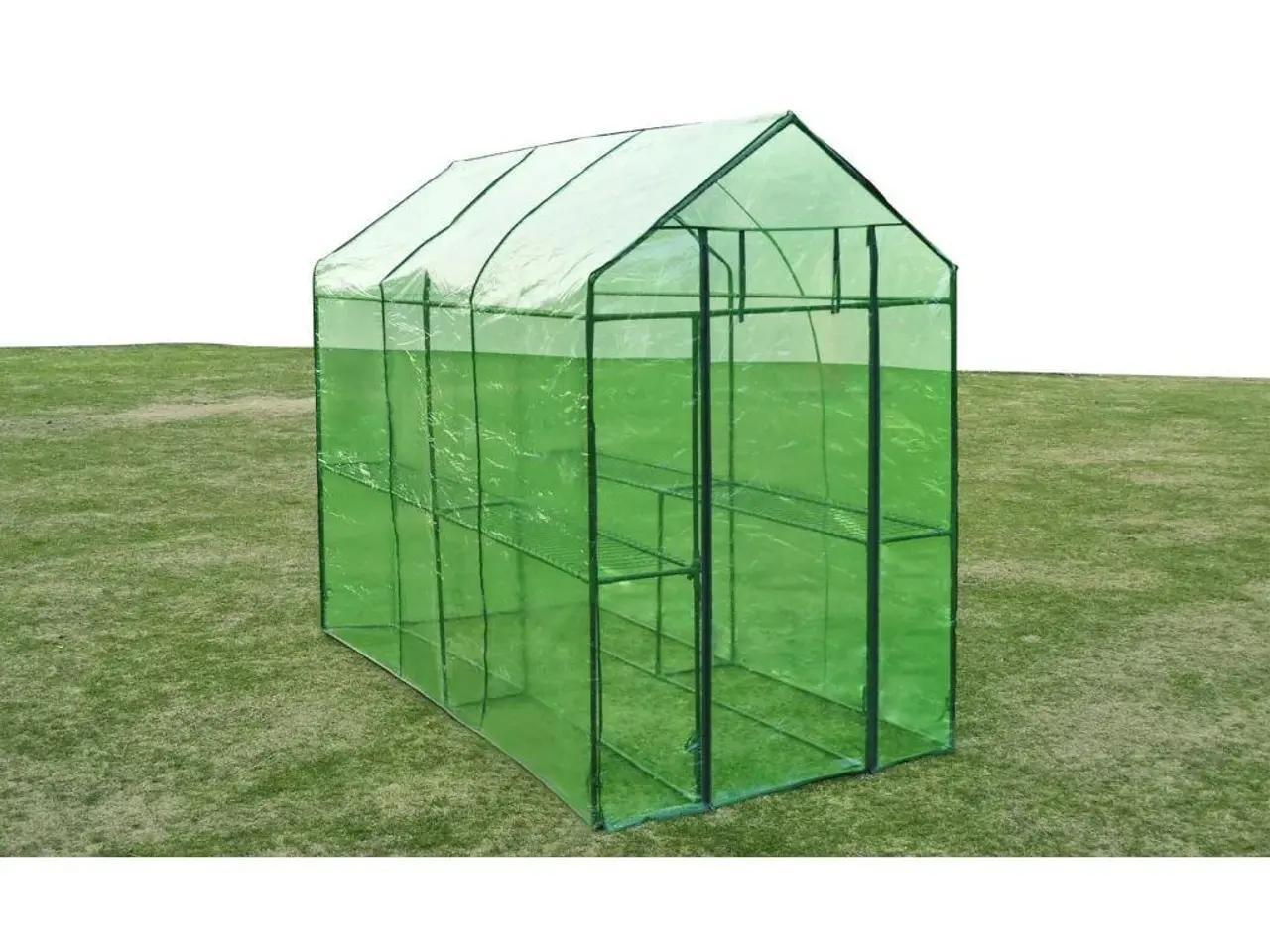 Billede 1 - Drivhus stål XL - grønt overtræk, 120 × 240 × 190 cm