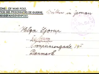 Prisoner of War Post - Brev til Danmark 2 - marts 1947 - P.O.W Camp No 54