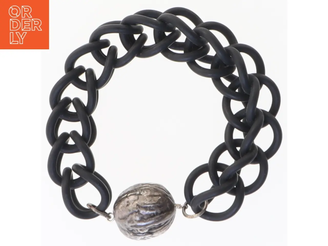 Billede 2 - Sort armbånd med metalperle (str. Ø 6 cm)