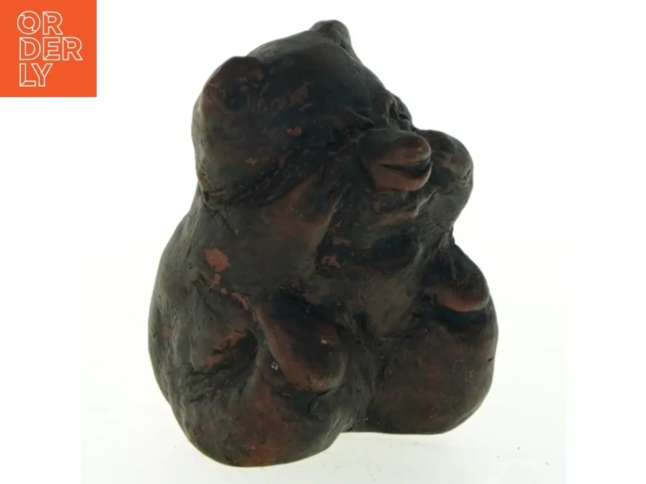 Billede 1 - Lerskulptur af bjørn (str. 9x6 cm)
