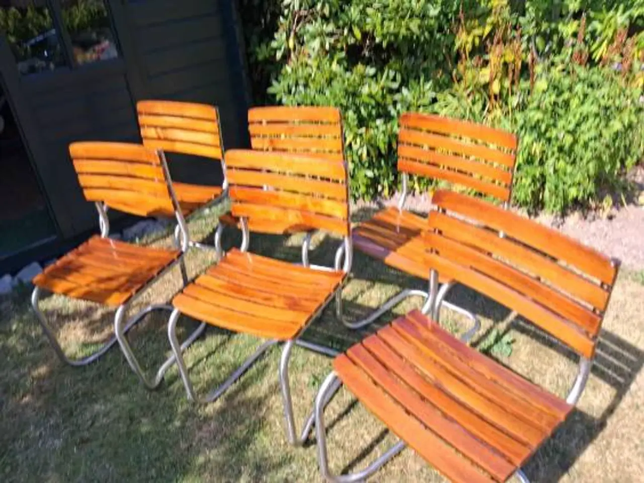 Billede 1 - Teaktræsstole med rustfrit stålstel