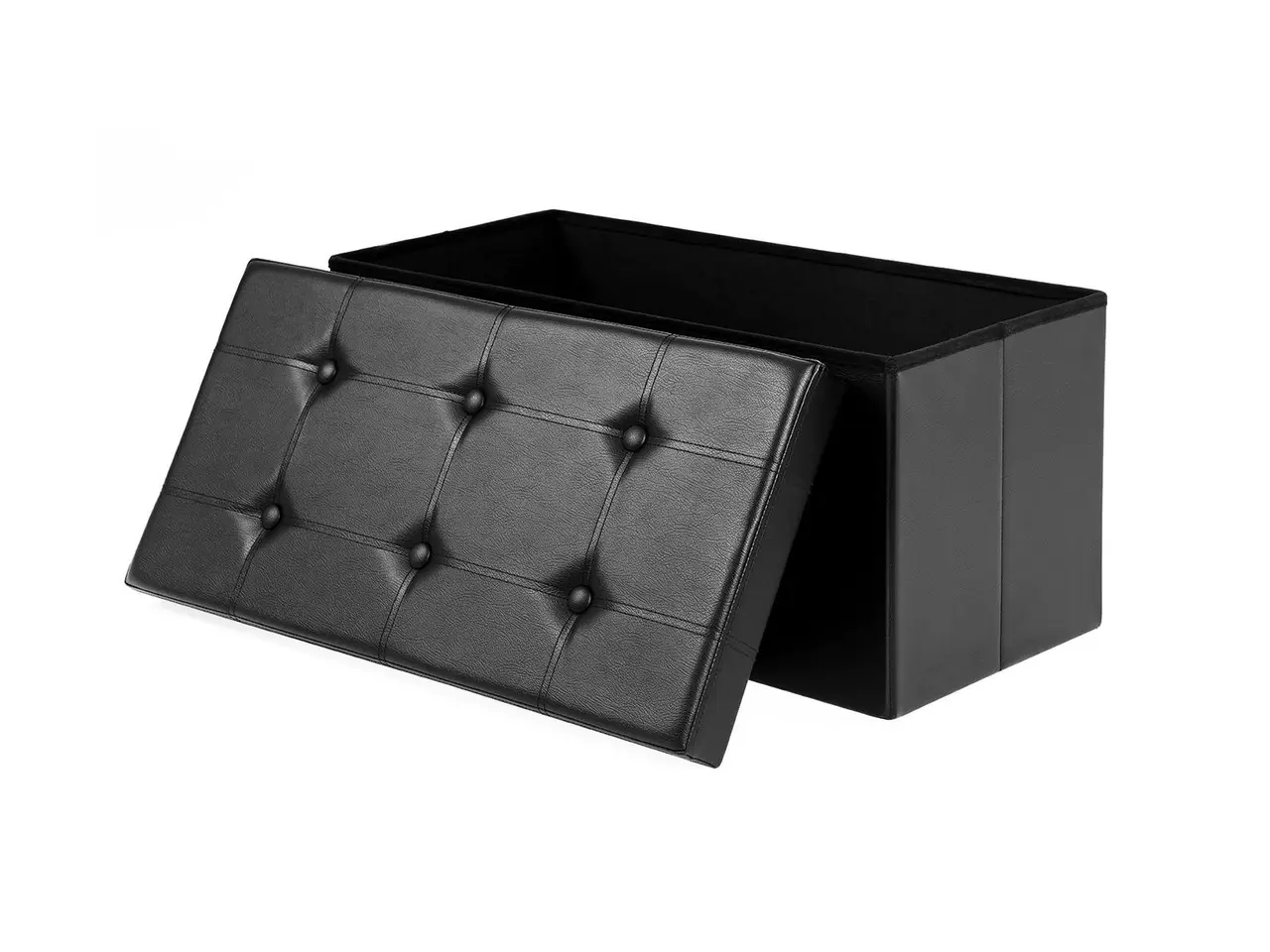 Billede 2 - Opbevaringspuf med låg 80 l sort (76 × 38 × 38 cm)