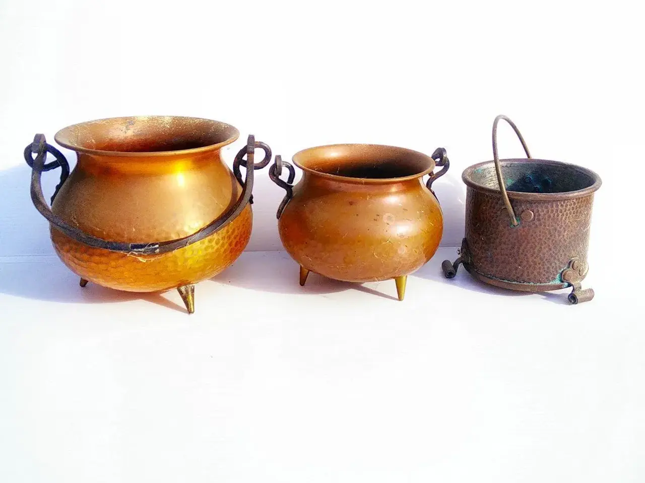 Billede 1 - Bronze/kobber pot/krukker 3 stk.