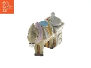 Dekorativ æsel med vogn keramikfigur (str. 6,5x11,5x4 cm)