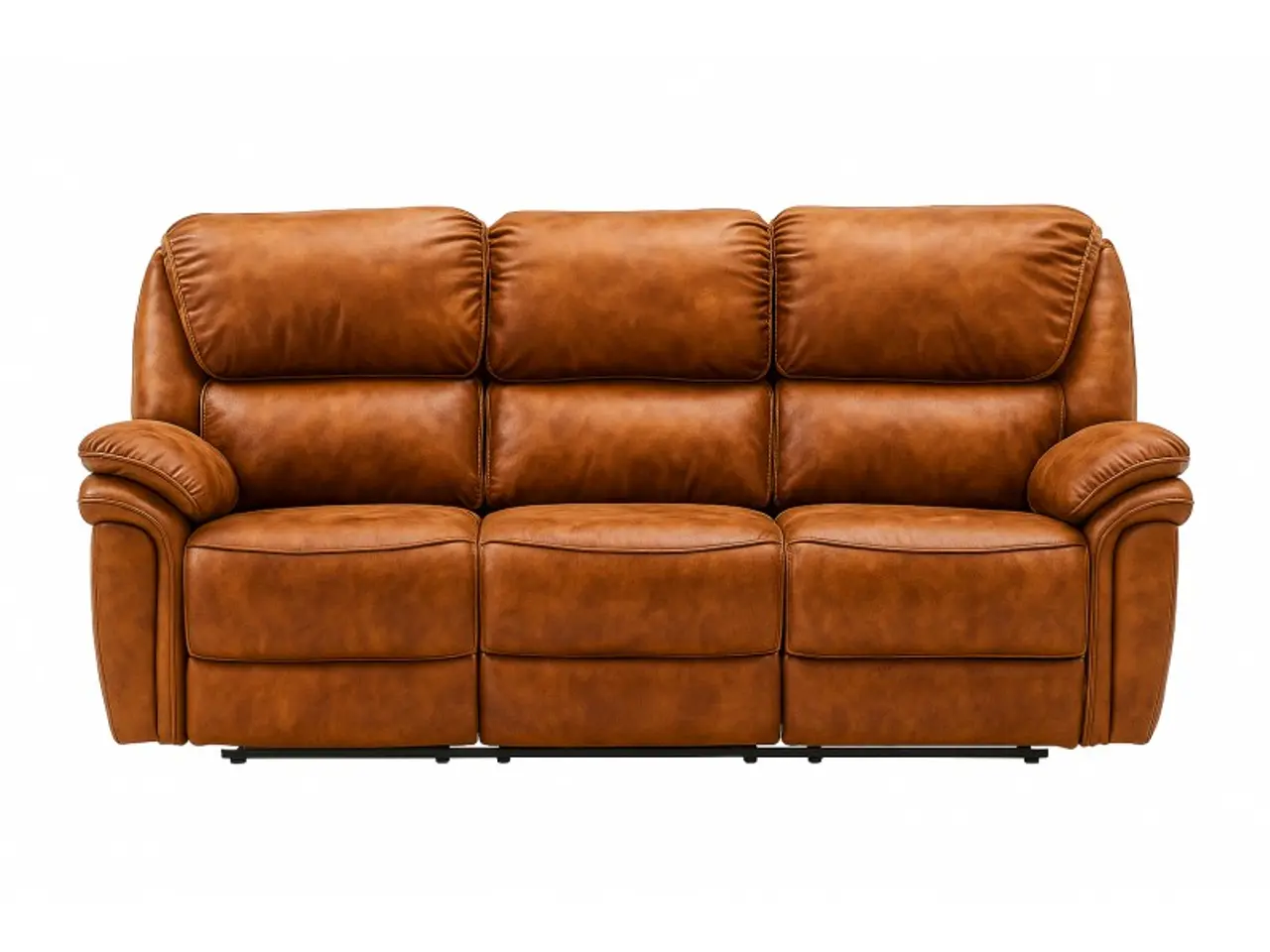 Billede 1 - Christopher 3 pers Recliner Sofa - Cognac Ruskindsblød mikrofiber