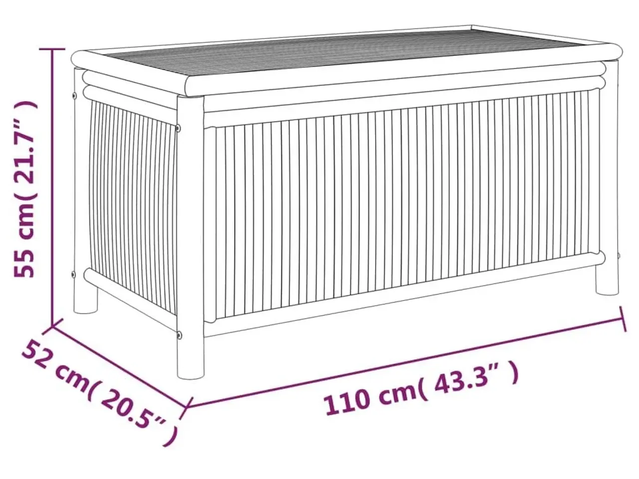 Billede 8 - Opbevaringskasse til haven 110×52×55 cm - bambus