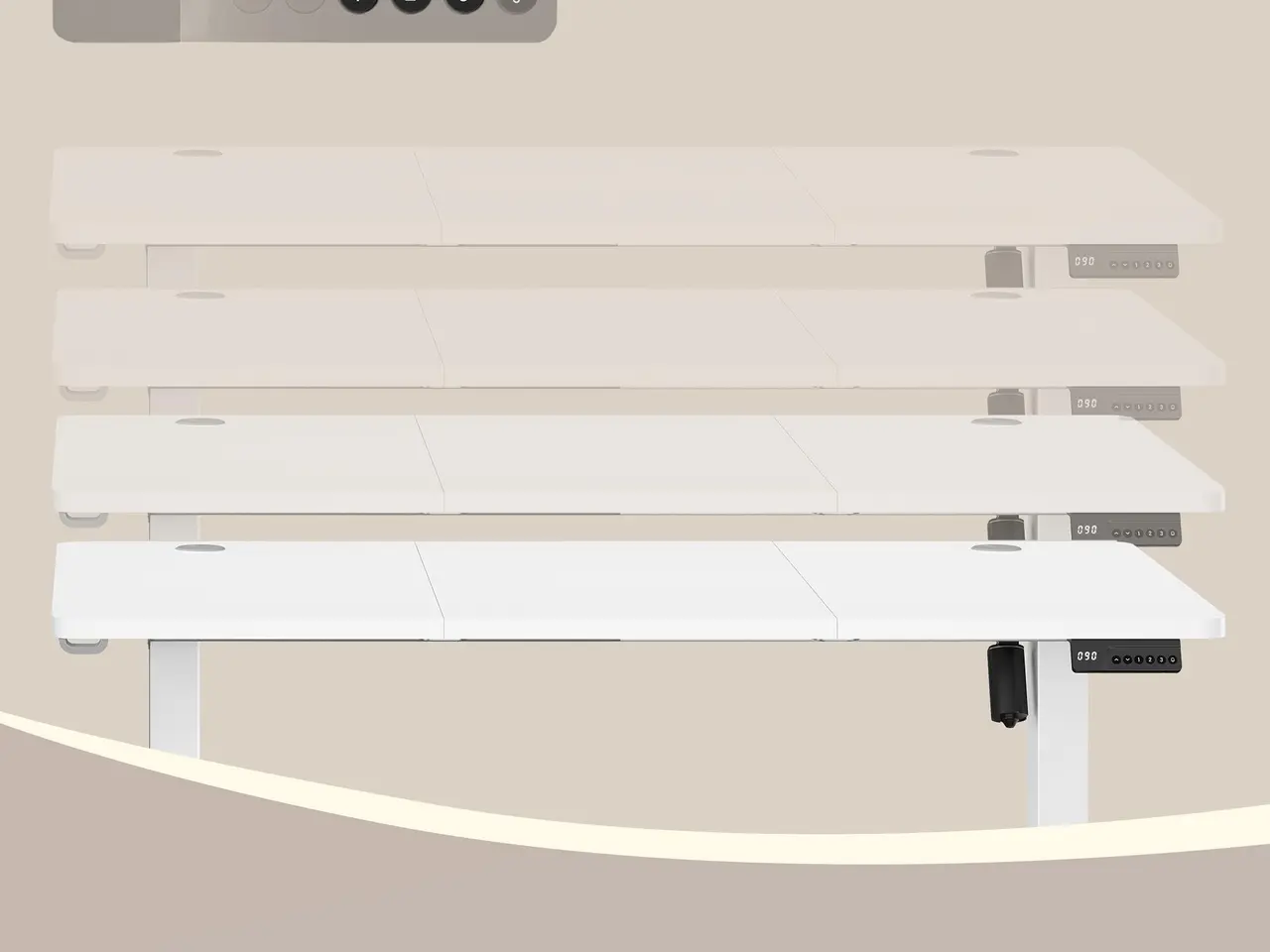 Billede 7 - Hæve-sænkebord 140 x 60 cm - Cloud White LSD314WZ03