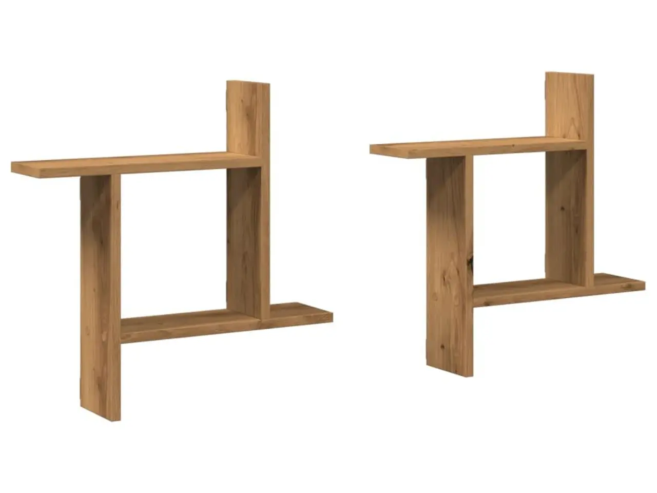 Billede 2 - Væghylder 2 stk. i konstrueret træ - egetræsfarve, 50×12×50 cm