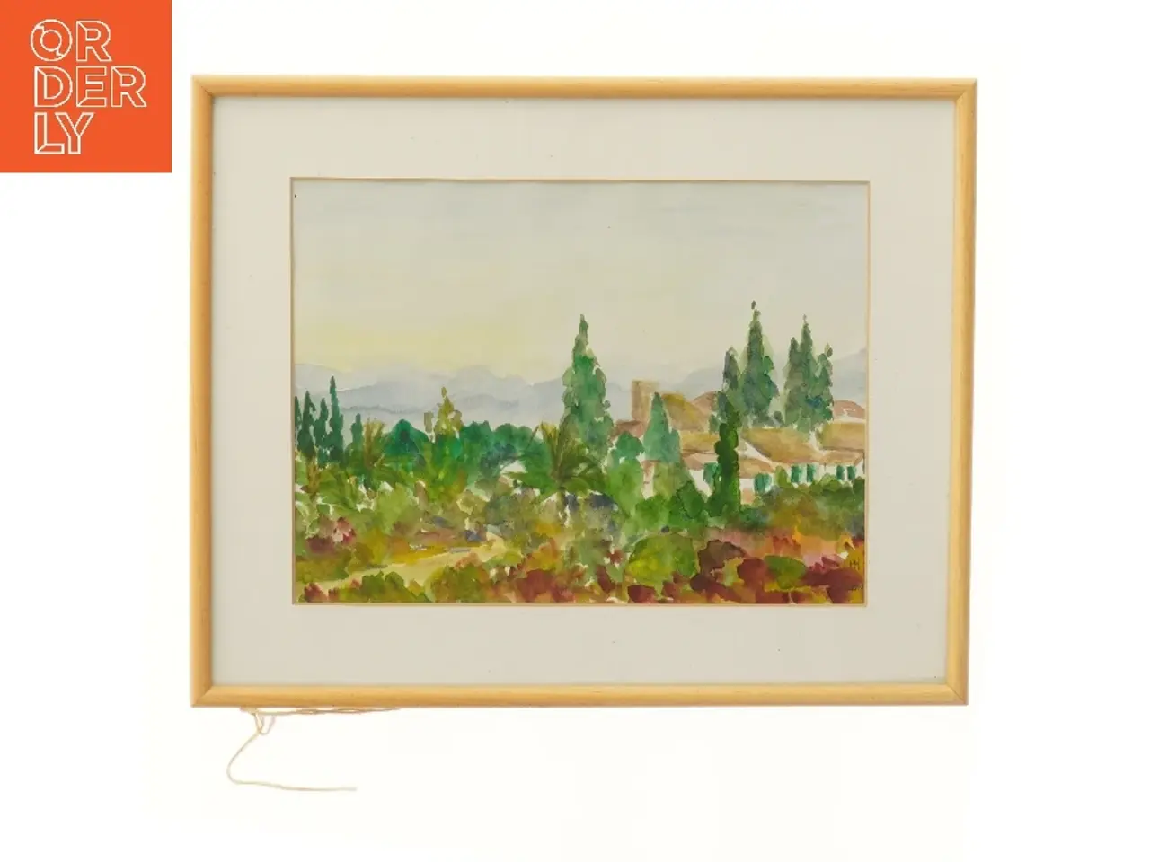 Billede 1 - Indrammet landskabsmaleri (str. 36,5x29,5 cm)