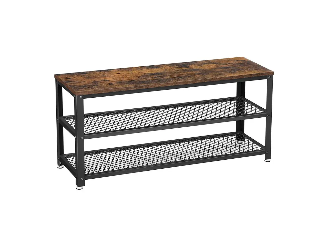 Billede 1 - Skobænk med 2 hylder - rustik brun/sort, 100 cm