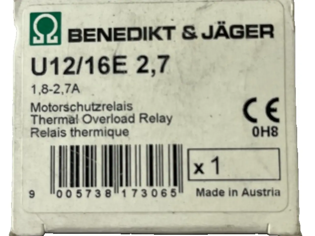 Billede 1 - Benedikt & Jäger U12/16E 2.7 Thermal Overload relæ