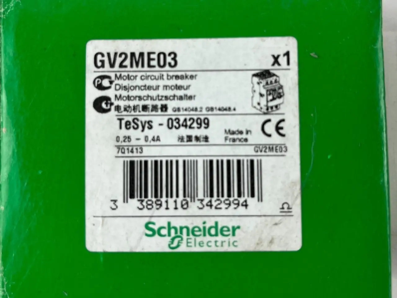 Billede 1 - Schneider Electric GV2ME03 TeSys Motor 0.25-0.4A