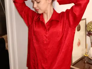 satin / silke sæt lounge café outfit