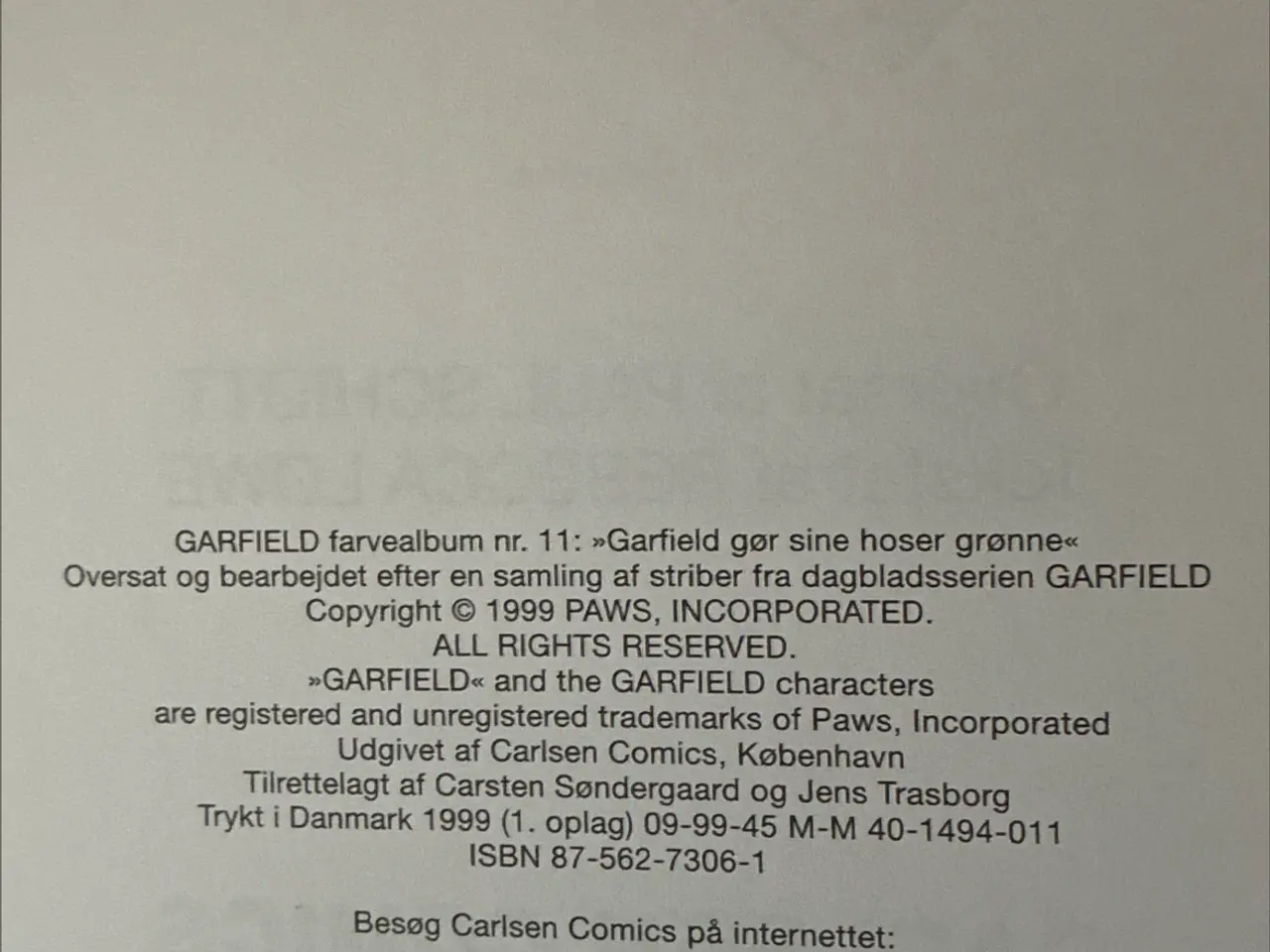 Billede 2 - Garfield 1 oplag Gør sine hoser grønne.