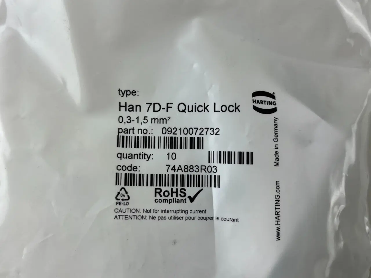 Billede 5 - Harting Han 7D-F Quick Lock 09210072732 Female 10A