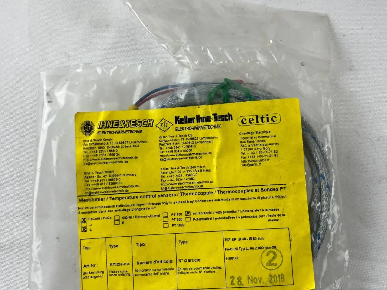 Billede 3 - Ihne & Tesch TEF SP Thermocouple Type L Ø40‑60 mm