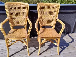 Rattan spisebordsstol natur med armlæn