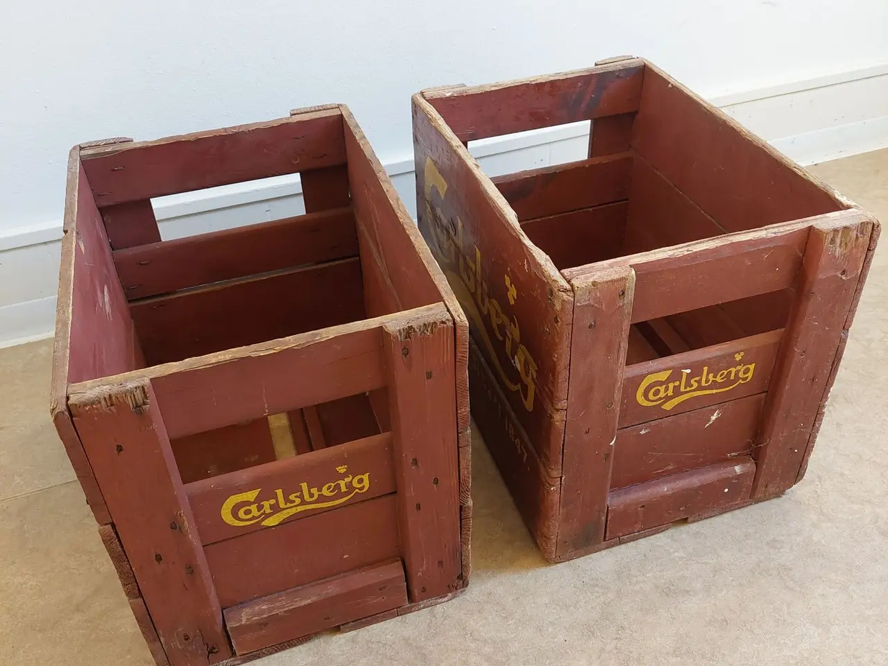 Billede 1 - Originale Carlsberg Ølkasser i træ - 2 stk.