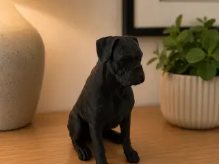 Boxer hund figur sort 12 cm