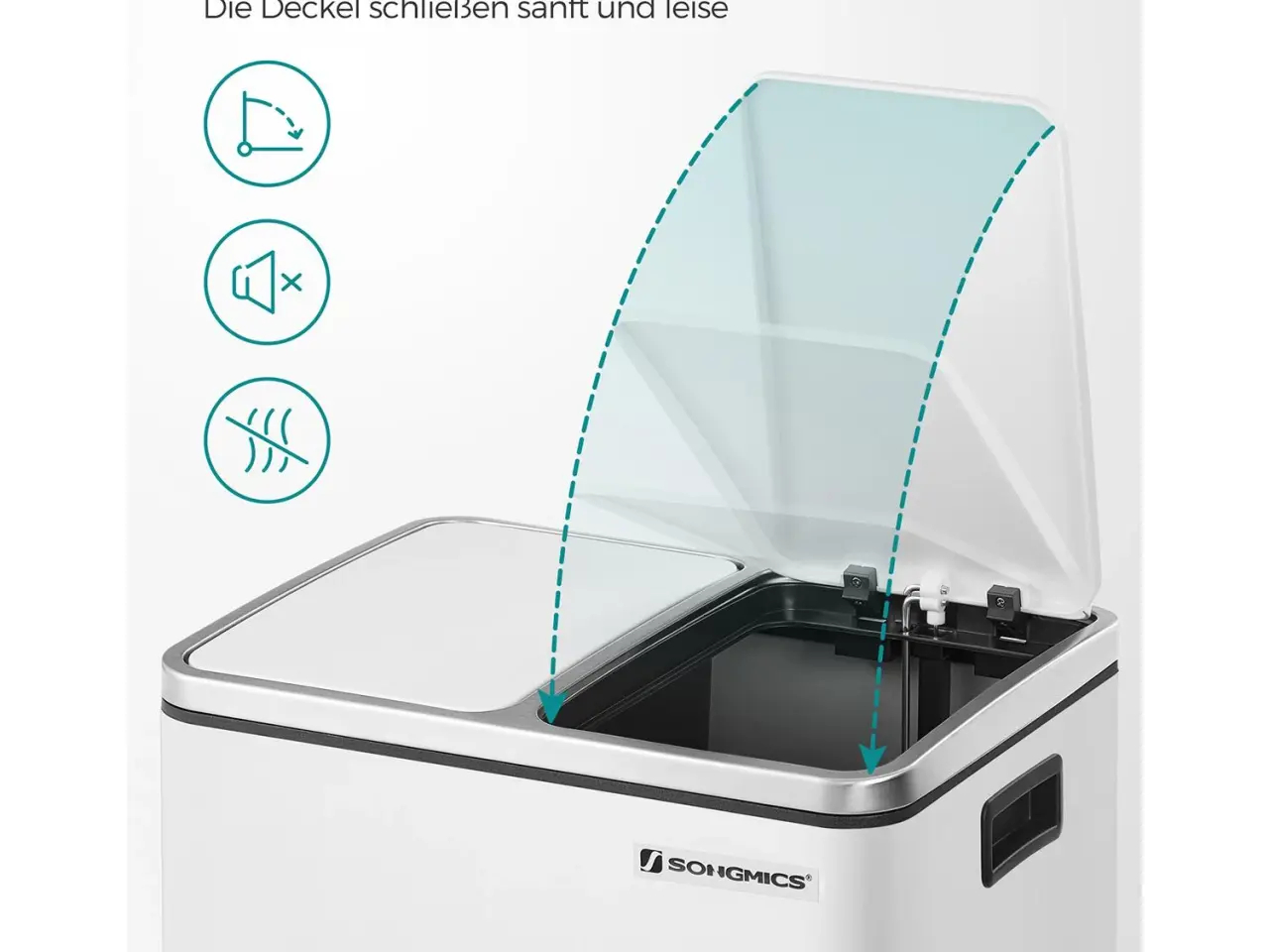 Billede 5 - Pedalspand til affaldssortering 2 x 15 l - hvid