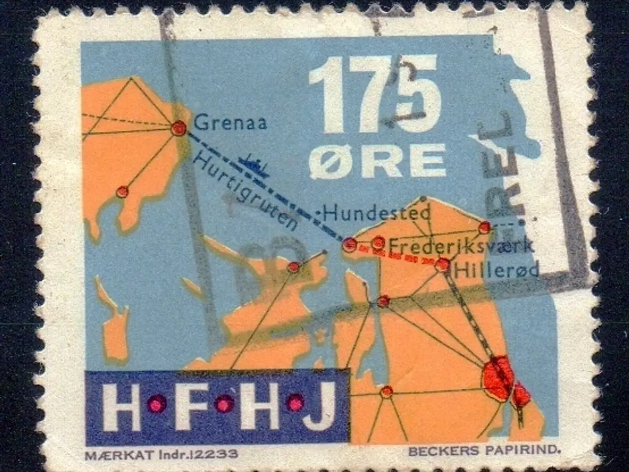 Billede 1 - H.F.H.J. - Godsfrimærke - 175 Øre - Stemplet