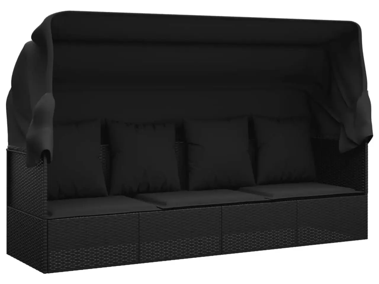 Billede 2 - Udendørs loungesofa med tag og hynder polyrattan sort