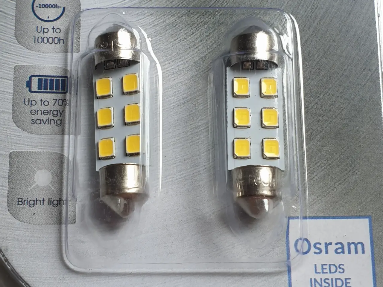 Billede 3 - LED Pærer 2 x 6 SMD 2835 LED C5W C10W SV8.5-8 36mm