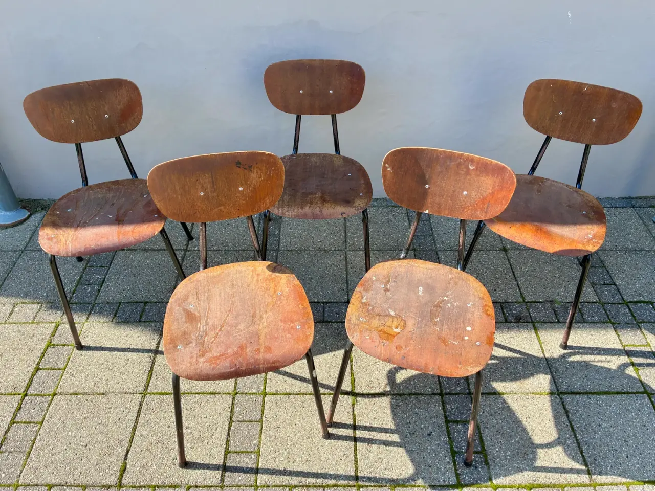 Billede 2 - 5 stk. 60’er skolestol teak / metal
