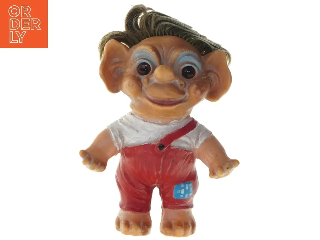 Billede 1 - Vintage troldefigur med overalls (str. 18,5 cm)