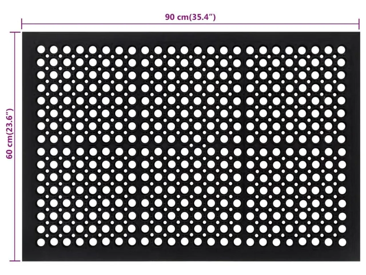 Billede 6 - Dørmåtte 60 × 90 cm i gummi - rektangulær, sort