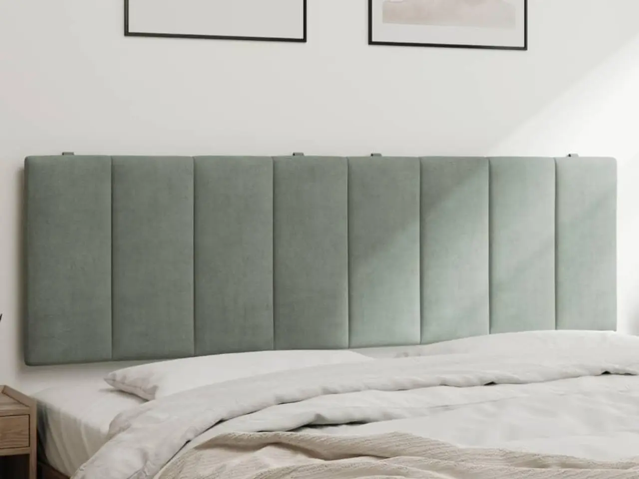 Billede 1 - Gavlpude Hanko 160 cm - velour, lysegrå