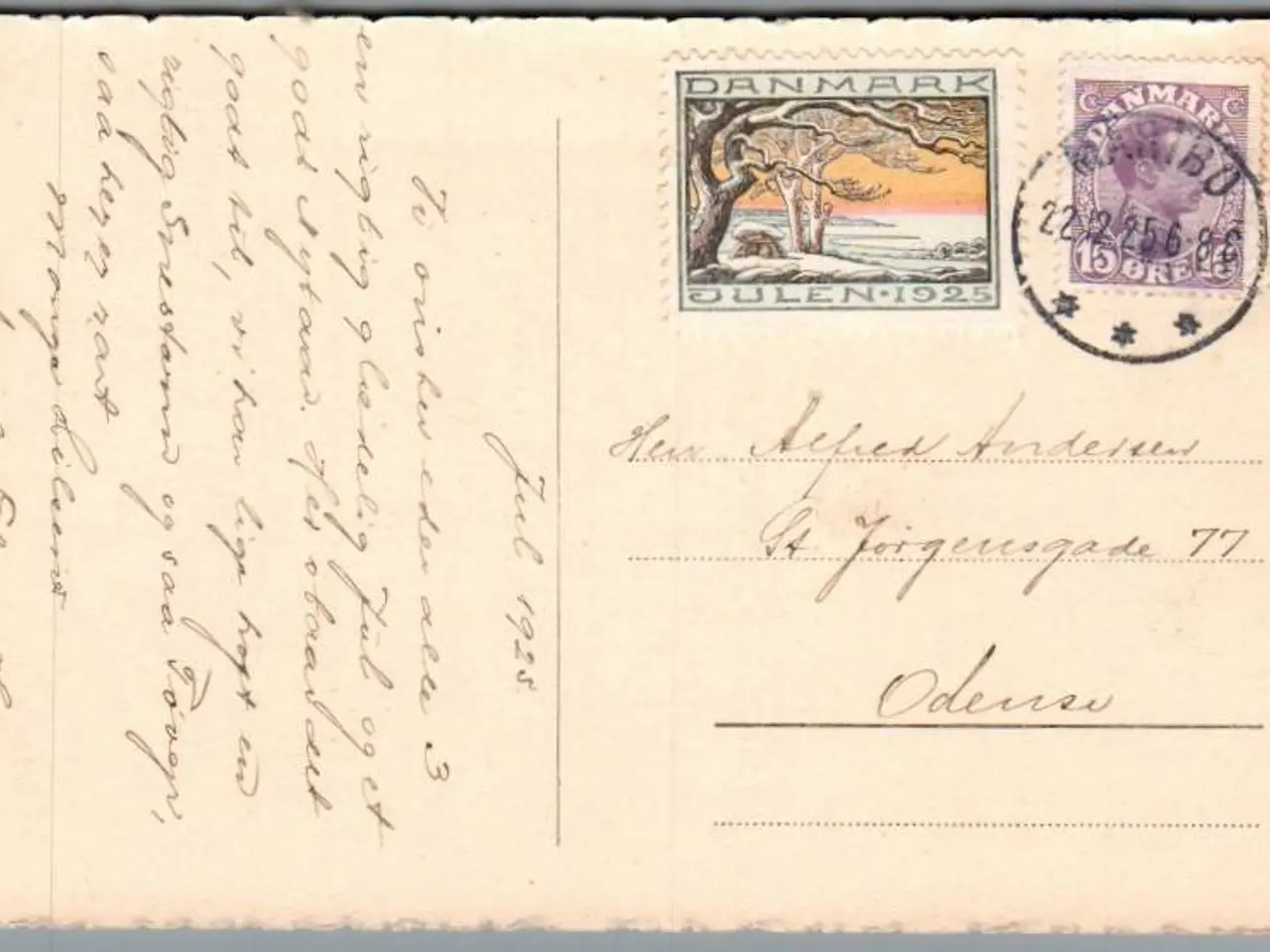 Billede 1 - Julemærke 1925 på Postkort