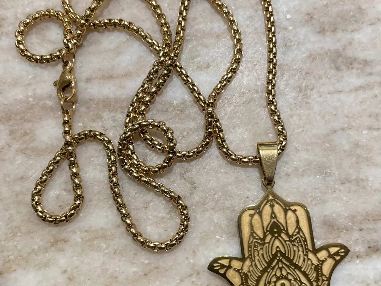 Billede 1 - Goldfilled Hamsa vedhæng med valgfri kæde