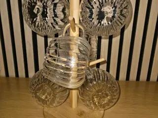6 glas og træholder