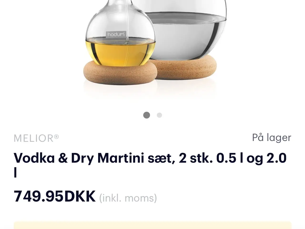 Billede 1 - Bodum Vodka & Dry Martini sæt med glas