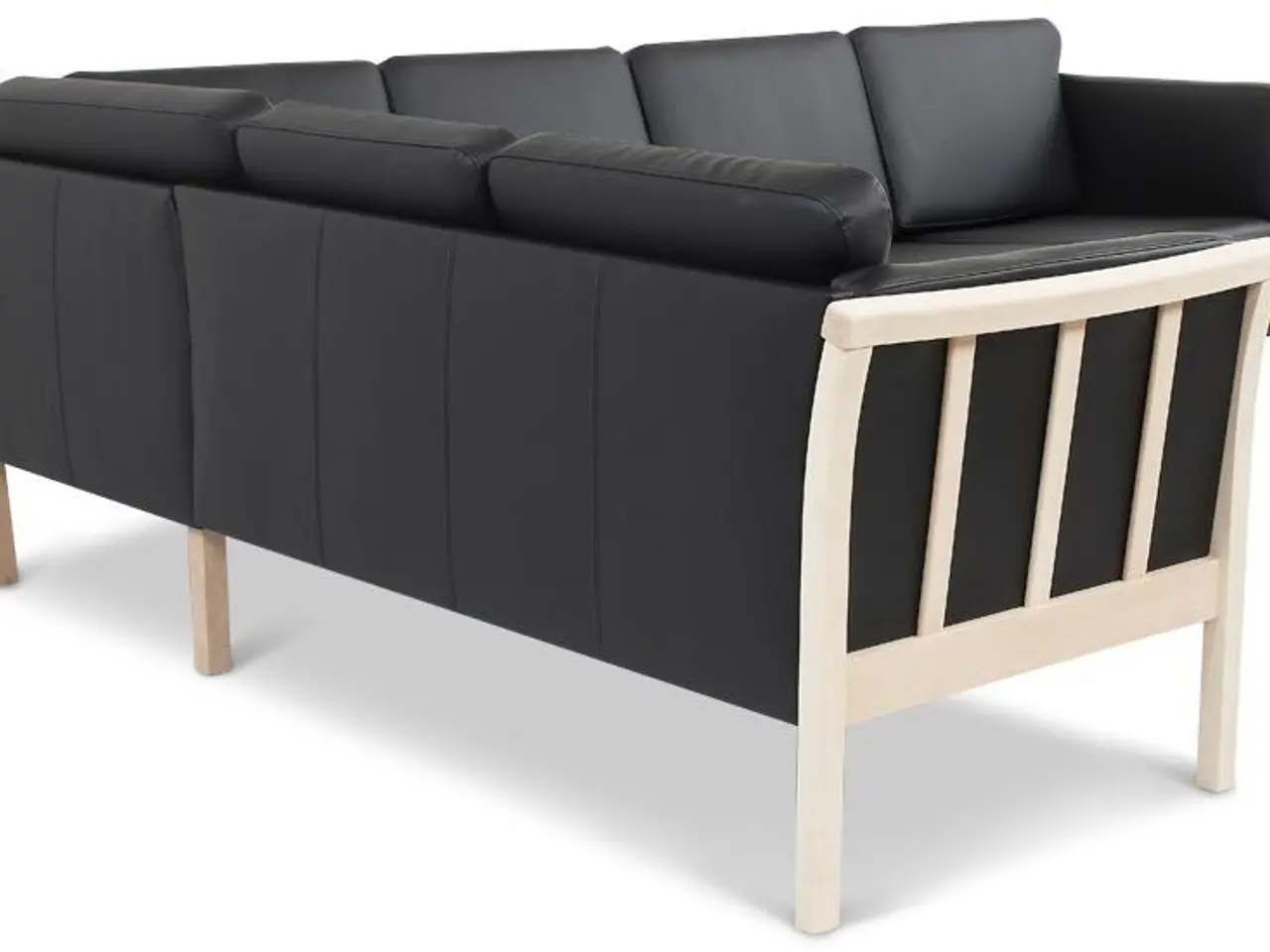 Billede 4 - Dragør vendbar tremmesofa hjørnesofa - sort bonded læder