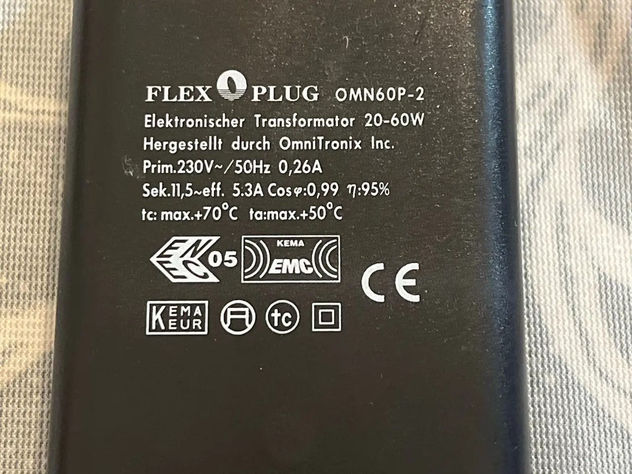 Billede 2 - Flex Plug OMN60P-2 elektronisk transformer 20-60W