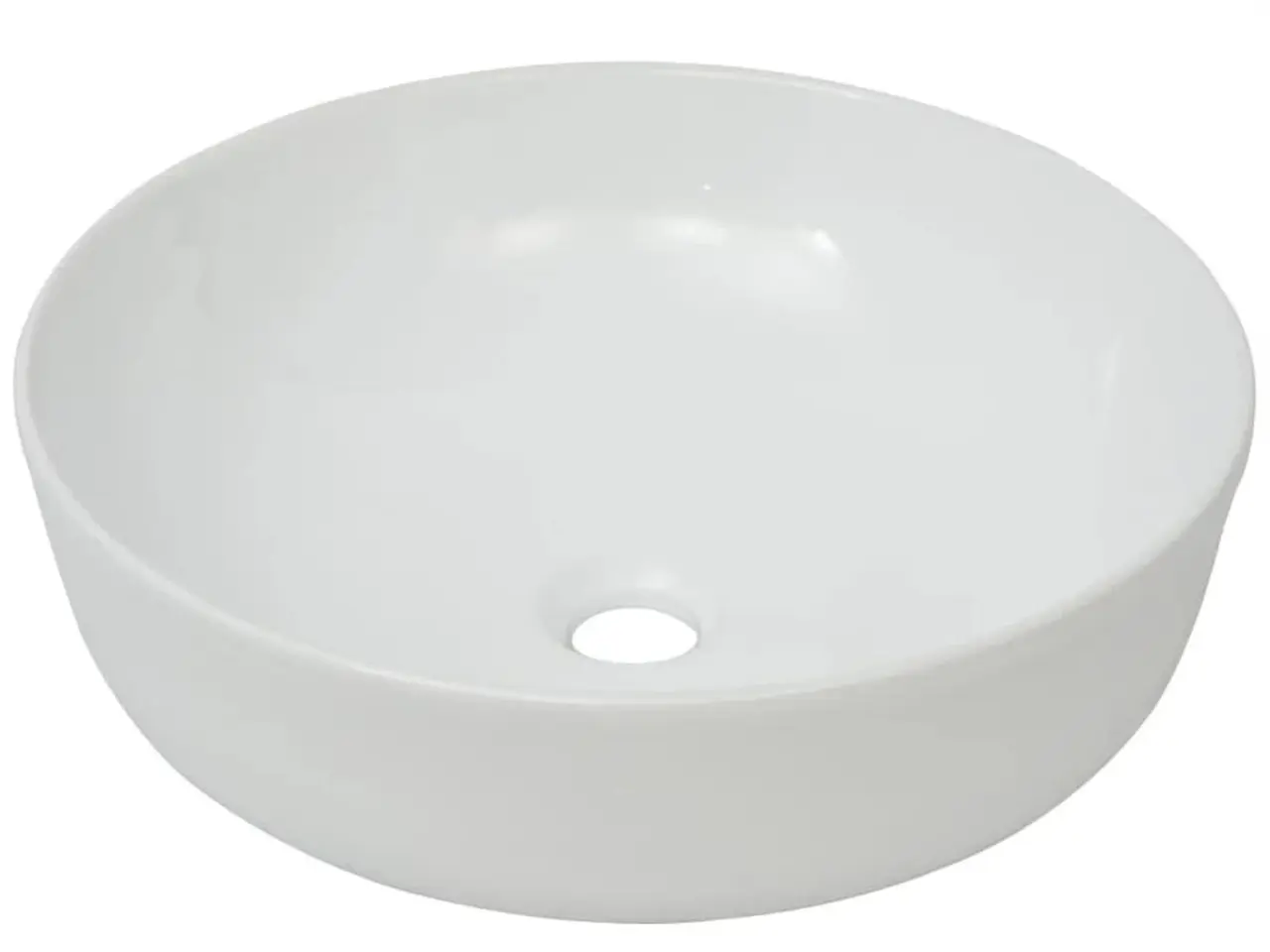 Billede 2 - Rund håndvask i keramik 41,5 × 13,5 cm - hvid