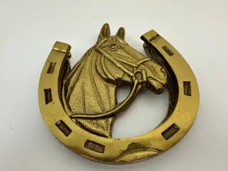 Vintage dørhammer i messing (hest)