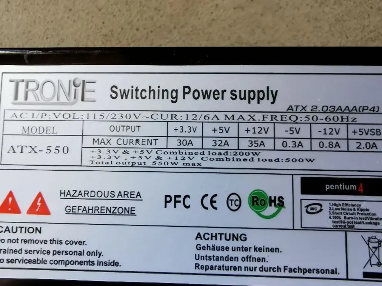 Billede 1 - Atx-550w tronje strømforsyning