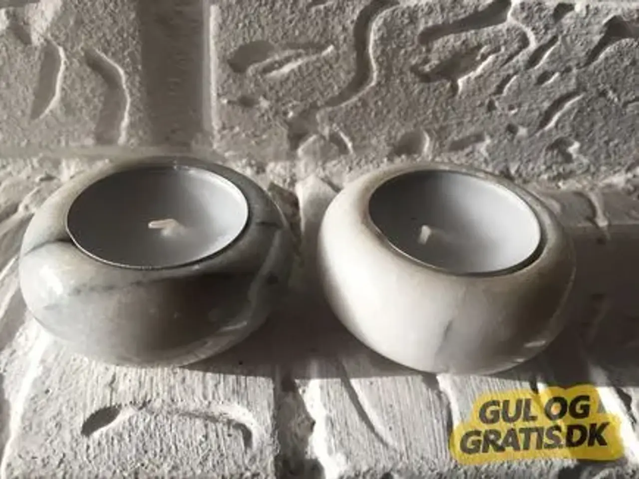 Billede 1 - 2 fyrfadsstager i marmor