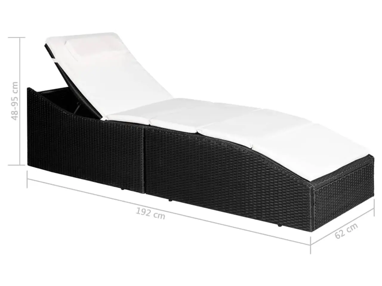 Billede 7 - Liggestol med hynde polyrattan sort