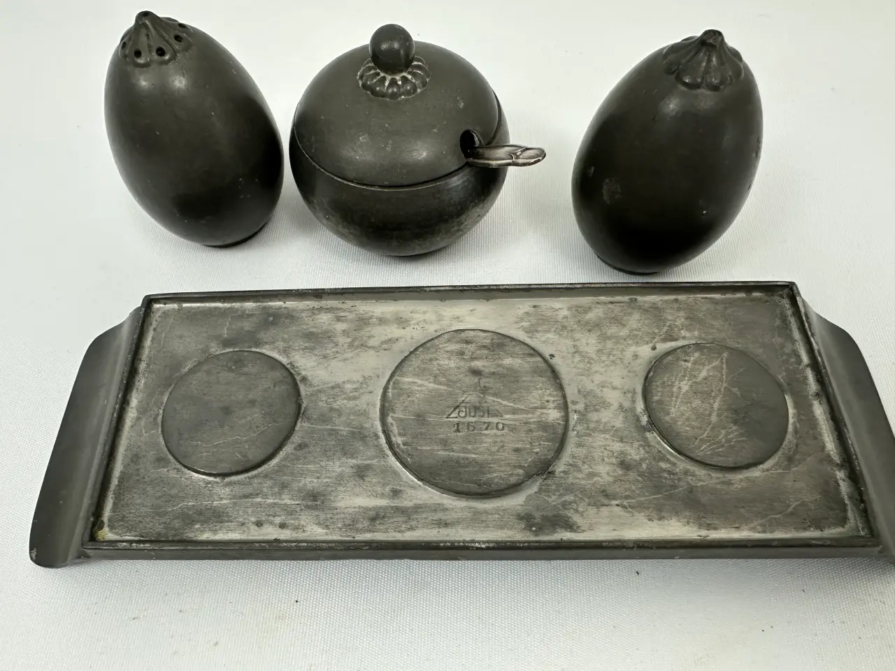 Billede 8 - Just Andersen, platmenage / Salt, Pebber, Kar