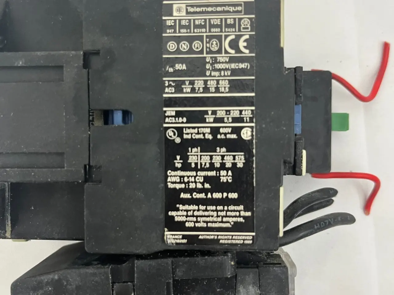 Billede 3 - Telemecanique LC1 D32 01 50A kontaktor + LR2 D2353