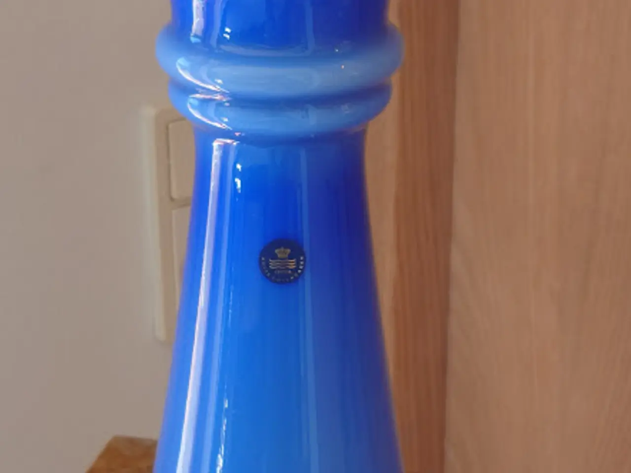 Billede 4 - Blå kunstglas vase og skål