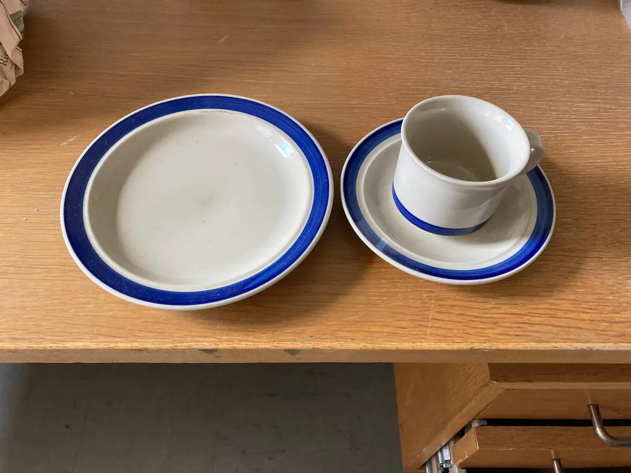 Billede 3 - Spise- og kaffestel blå linje/ kant