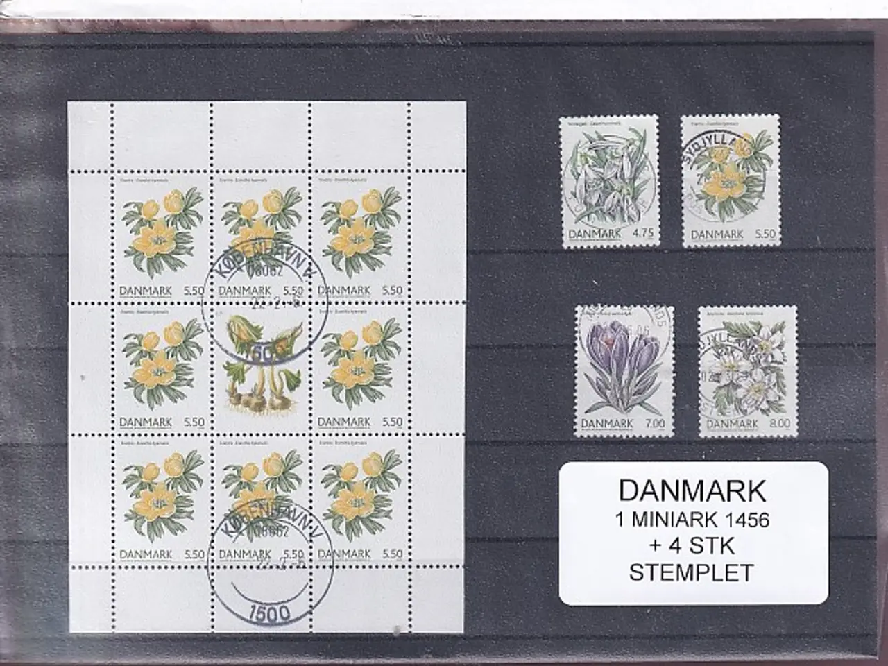 Billede 1 - Danmark - Miniark 1456 + enkeltmærker - Stemplet