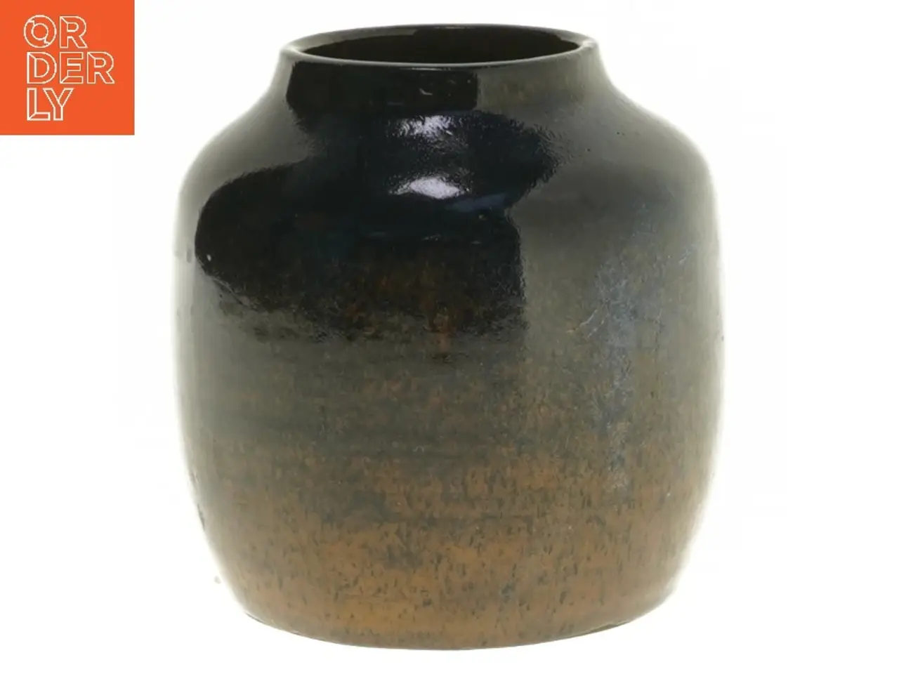 Billede 1 - Keramikvase med mørkeblå glasur (str. 10 cm)